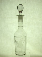 #4033 Maloney Bar Bottle, Crystal, 28 oz with #1 crystal stopper & #5006 Gin Carving, 1935-1937 